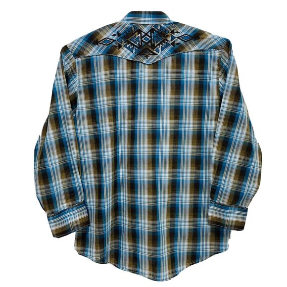 ROPER Embroidered Shirt Aztec Western Rodeo Pearl Snap Smile Pocket Mens Sz 3XL - Picture 1 of 8